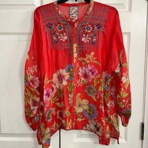 Floral and Coral embroidered blouse